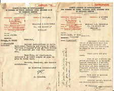Pauillac et Bordeaux 1944, WW2,7 Papiers Ravitaillement Oignons,Pommes de Terre.