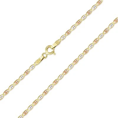 14K Solid Yellow White Rose Gold Valentino Necklace Chain 1.5mm 16-24" Women Men - Image 1 of 2