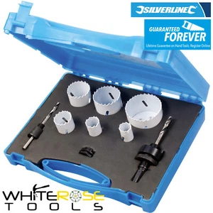 Silverline Bi-Metal Holesaw Kit 9 Piece Plumbers 19-57mm M3 HSS Steel Copper - Picture 1 of 1