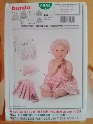 Burda 9584 Sewing Pattern  - Girls Dress, Top & Romper Pants -  Age 6M to 3 Yrs - Image 1 of 4