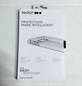NEW Tech21 Evo Mesh Clear/White Lightweight Case for Apple iPhone 5 / 5s / SE - Picture 1 of 4