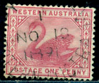 1890/1893 cygne noir, cygne noir, Australie occidentale, Mi.34, 1 pièce, Wmk.3, VFU
