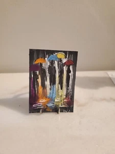 ACEO ORIGINAL, Rainy Day City,ORIGINAL ART ,ARTIST ERIC WILLIAMS  - Picture 1 of 2