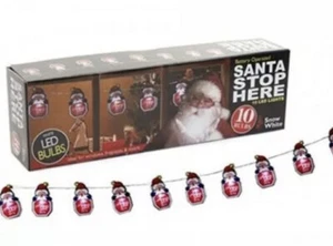 PMS Santa Stop Here 10 LED Christmas Fairy Lights Snow White Battery 511002 - Picture 1 of 1
