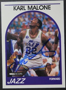 Karl Malone Utah Jazz HOF Signed Autographed 1989 Hoops Card #30 JSA COA RARE - Picture 1 of 3