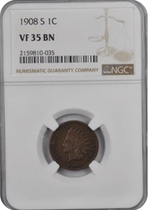 1908 S  Indian Head Cent NGC VF-35 - Picture 1 of 2