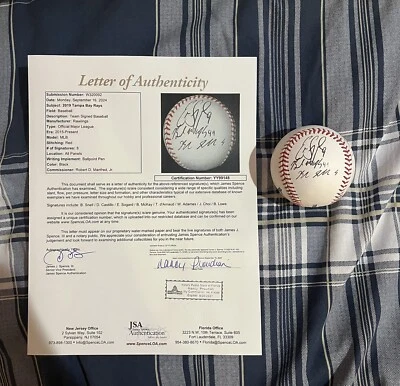 2019 Tampa Bay Rays Multi Signed Baseball JSA LOA Snell Castillo Lowe McKay + - Image 1 of 3