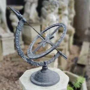 Cast Iron Large Armillary Lead Finish | Metal Antique Garden Indoor Ornament - Picture 1 of 2