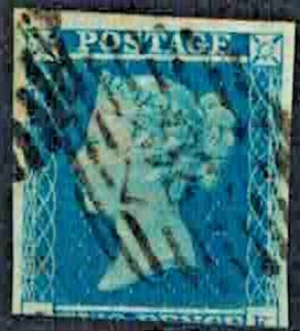 Großbritannien Briefmarken: 1841 Imperf 2p blau, bläuliches Papier. SCV 50€ - Bild 1 von 1