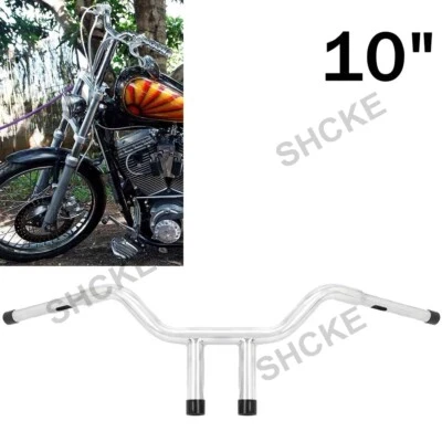 10" Rise T-Bar 1-1/4" Fat Handlebar Fit For Harley Dyna Low Rider Softail FLSTC Foto 1 de 4