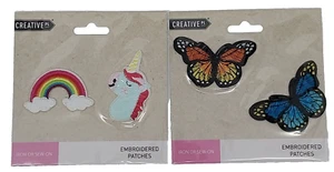 Creative Pl Embroidered Patches Iron or Sew-on Rainbow Unicorn Butterflies Craft - Picture 1 of 8