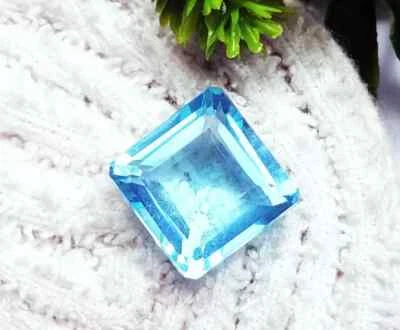 Piedra preciosa suelta aguamarina corte cuadrado 11,75 quilates certificada con regalo gratis Foto 1 de 4
