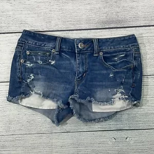 American Eagle Outfitters distresses Ripped Shortie Shorts R2 Women’s Size 4 r15 - Picture 1 of 10