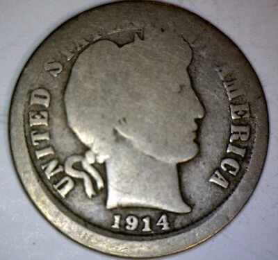 1914d ERROR OFF CENTER Barber SILVER Dime Coin NICE O/C LOT  NR - Image 1 of 4