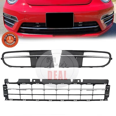 For 2012-2016 Volkswagen Beetle 3PCS Front Bumper Grille + Fog Light Bezel Cover - Imagem 1 de 4