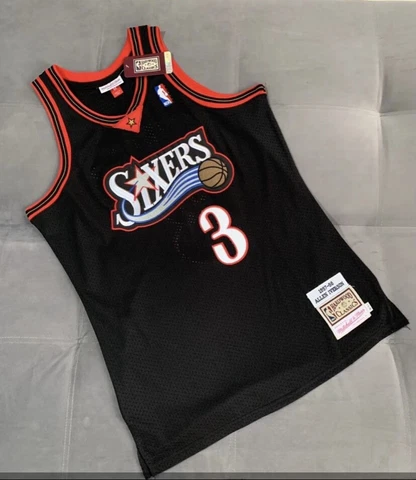 Philadelphia 76ers Allen Iverson 3 black regular season Retro Vintage Jersey Cover