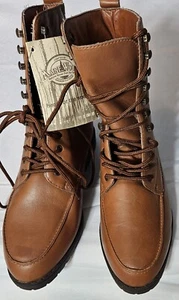 NWT* Vintage Maine Woods Maple Color Leather Ankle Boots Women's Size 7.5M - Picture 1 of 13