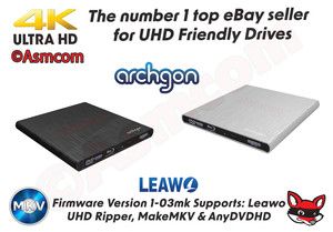 Archgon MD-8107S-UHD 4K-Ultra HD External Drive, LG-BU40N 1-03MK or 1-00DE