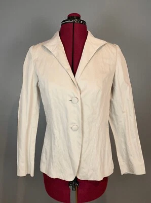 Lafayette 148 New York Metallic Cotton Blend Two Button Blazer Light Gray Size 2 - Image 1 of 4