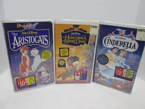 3 New Disney  Masterpiece VHS Titles, Aristocats, Hunchback, Cinderella - Picture 1 of 3