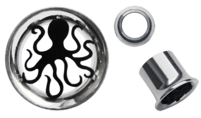 Orecchio Piercing Gioiello Flesh Tunnel Plug Double Flared E Nero Polpo Acciaio - Immagine 1 di 2