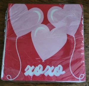 16 New Paper Party Decoupage Napkins Valentines Heart XOXO Hearts Balloons - Picture 1 of 2