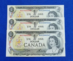 Canada Banknotes 1973 One $1 Dollar Rare Old Canadian Paper Money 3x Sequential - Picture 1 of 2