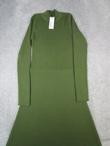 Karen Millen Sweater Dress Womens Medium Green Knit Blouson Midi New * - Picture 1 of 12