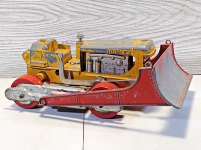 Bulldozer Hubley amarillo rojo ruedas de madera fundidas a presión de colección Foto 1 de 4