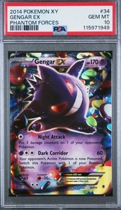 2014 POKEMON XY PHANTOM FORCES #34 GENGAR EX PSA 10 - Picture 1 of 2