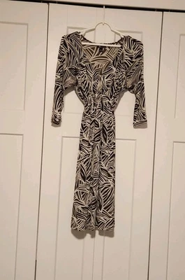 Vestido midi para mujer AB Studio marrón y crema con estampado de hojas talla L Foto 1 de 4