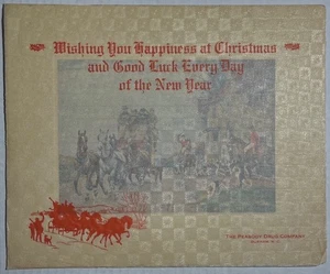 Vintage Christmas Card Peabody Drug Co Horse & Coach Scene Durham NC - Picture 1 of 5
