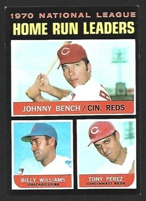 1971 Topps #66 N.L. Home Run Leaders (Johnny Bench, Tony Perez) - EX - Imagem 1 de 2