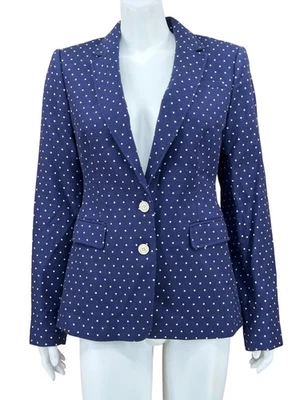 Banana Republic Blazer Womens 8 Navy Polka Dot Career Night Sky Academia Preppy - Image 1 of 4
