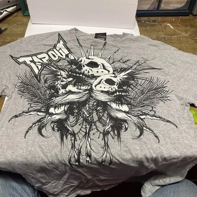 VINTAGE Tapout Calavera Gráfico Gris XL Camiseta Gris Y2K Años 90 Foto 1 de 4