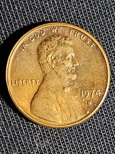 1974 D Penny Errors Struck Off Center, Close AM, (XF) - Picture 1 of 10