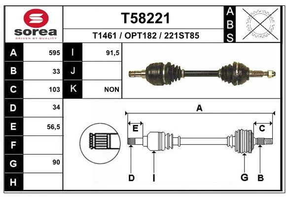 EAI Eje Motriz Delantero Izquierda para Opel Vectra B J96 Zafira A F75 _ 31_ F67 - Imagen 1 de 1