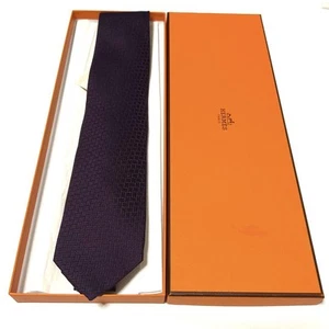 Hermes H Pattern Purple Tie 055499 - Imagen 1 de 11