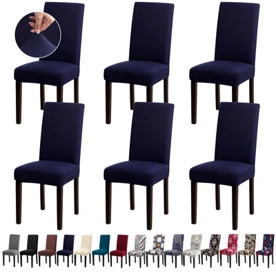 Juego de 6 Fundas Cobertores Forros Azul Marino Para Sillas De Comedor Cocina Fundas Foto 1 de 4