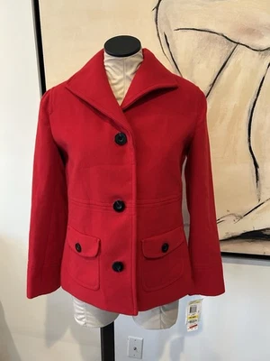 New!! JM Collection Women's, Red Pea Coat, Size M Petite - Image 1 of 4