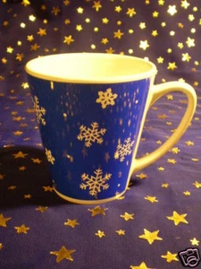 Taza Alta Navidad 4.25" Azul Blanco Copo de Nieve Taza - Imagen 1 de 1