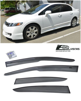 For 06-11 Honda Civic Sedan JDM Mugen II Style Side Window Vents Rain Deflectors - Image 1 of 4