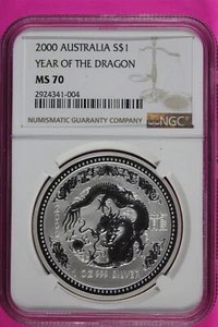 2000 MS 70 Year Of The Dragon Australia Lunar NGC Certified Authentic Slab 893 - Picture 1 of 4