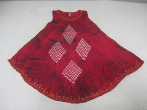 India Boutique Dress Womens One Size Red Umbrella Midi 100% Rayon Boho Hippy - Picture 1 of 9