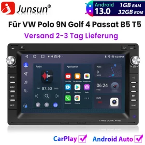 CarPlay Android13 Autoradio Für VW Polo 9N Golf 4 Passat B5 T5 GPS Navi RDS DAB+ - Bild 1 von 12