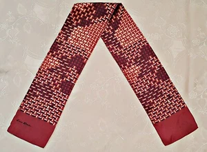 SCARF VINTAGE AUTHENTIC ERICA ROSSLEU GEOMETRIC PURPLE SILK DOUBLE LONG BOYS' - Picture 1 of 3