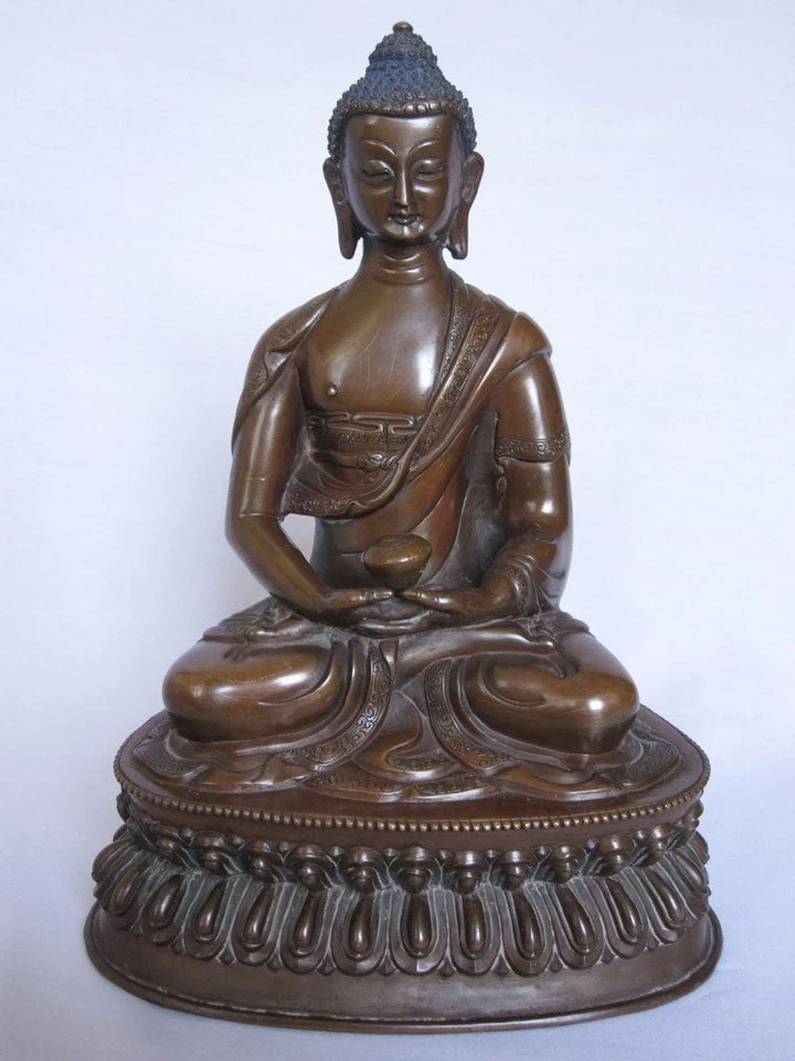 copper BUDDHA traditional statue hand made carving collectible antique old look - Image 1 of 2