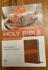 NIV Give & Award Bible by Zondervan 2001 Leather Italian Duo Tone Caramel/Orange - Picture 1 of 7