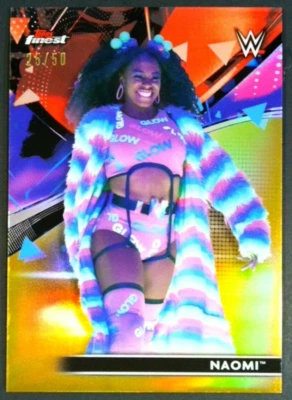#25 Naomi 2021 Topps Finest WWE Gold Refractor 25/50 RAW - Image 1 of 2