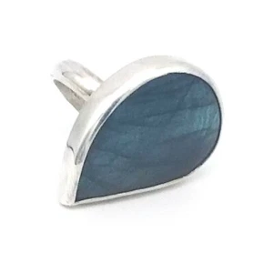 Sterling Silver Teardrop Shaped Bezel Set Labradorite Ring Handmade - Picture 1 of 3